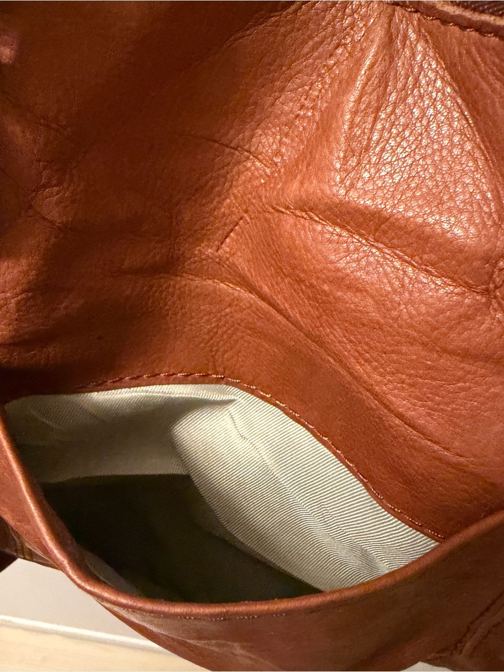 American Leather Co Cognac Genuine Leather Satchel Shoulder Bag Boho - Picture 7 of 11